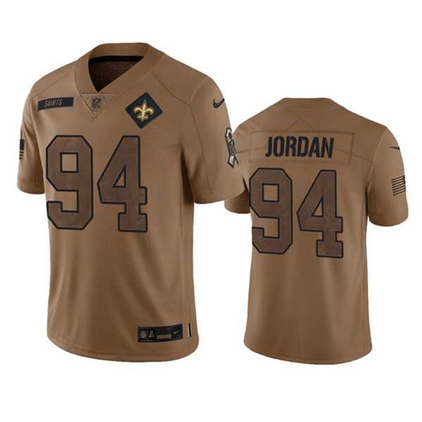 Men's New Orleans Saints #94 Cameron Jordan 2023 Brown Salute To Service Limited Football Stitched Jersey Dyin